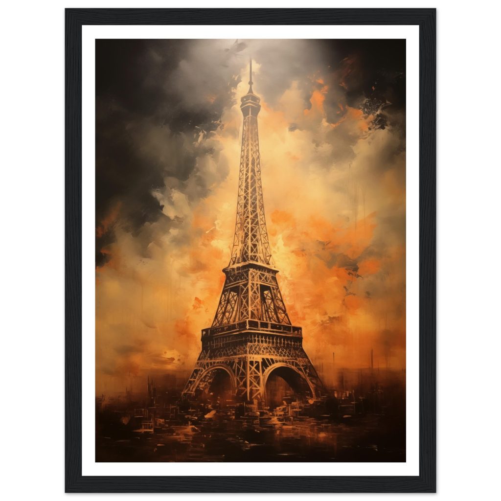 Framed AI Poster Art of The Eiffel Tower - Rembrandt