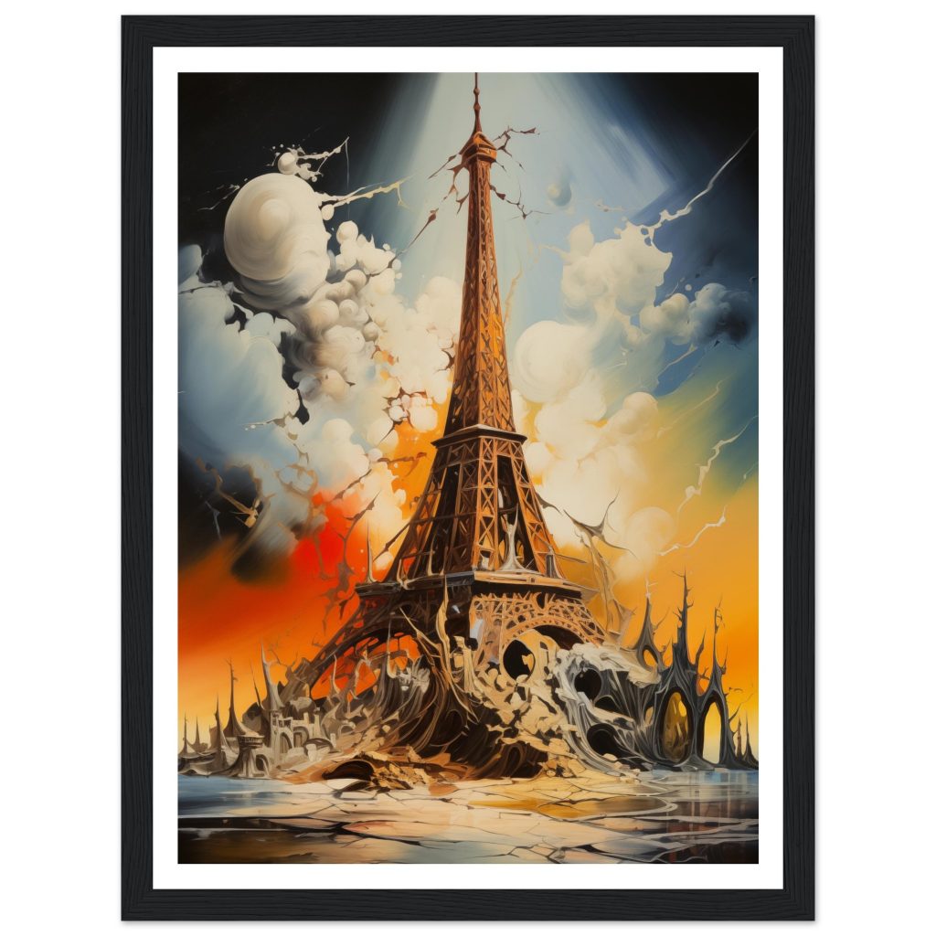 Framed AI Poster Art of The Eiffel Tower - Salvador Dali