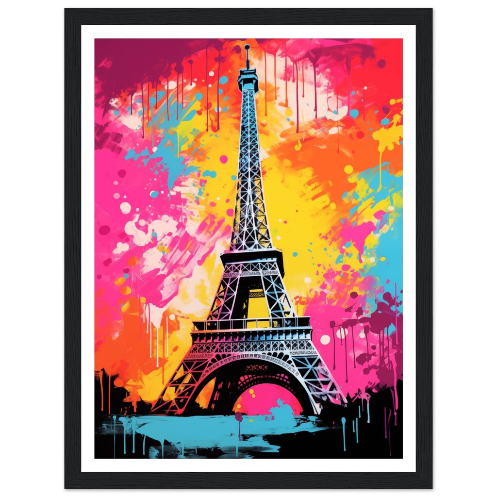 Framed AI Poster Art of The Eiffel Tower - Andy Warhol