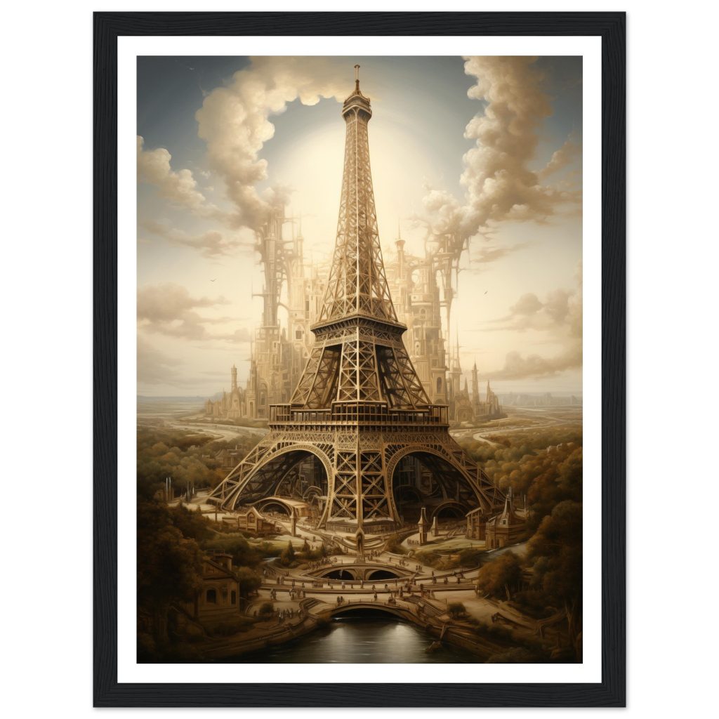 Framed AI Poster Art of The Eiffel Tower - Leonardo da Vinci