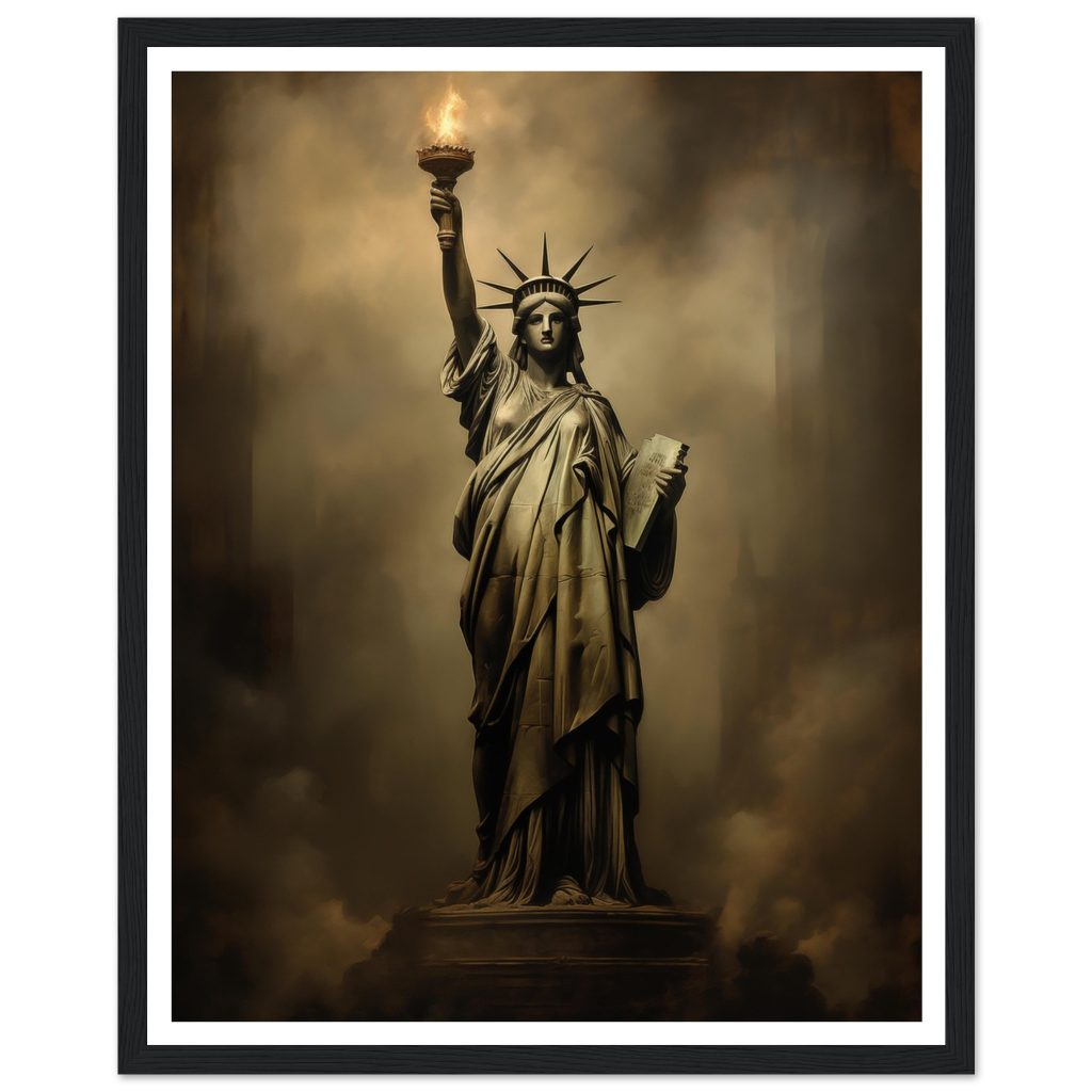 Framed AI Poster Art of The Statue of Liberty - Rembrandt