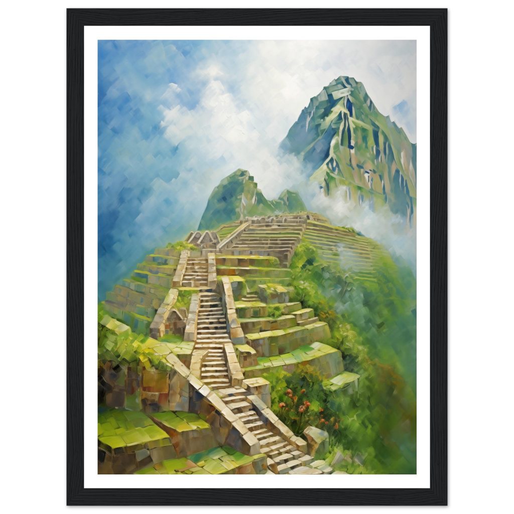 Framed AI Poster Art of Machu Picchu - Claude Monet