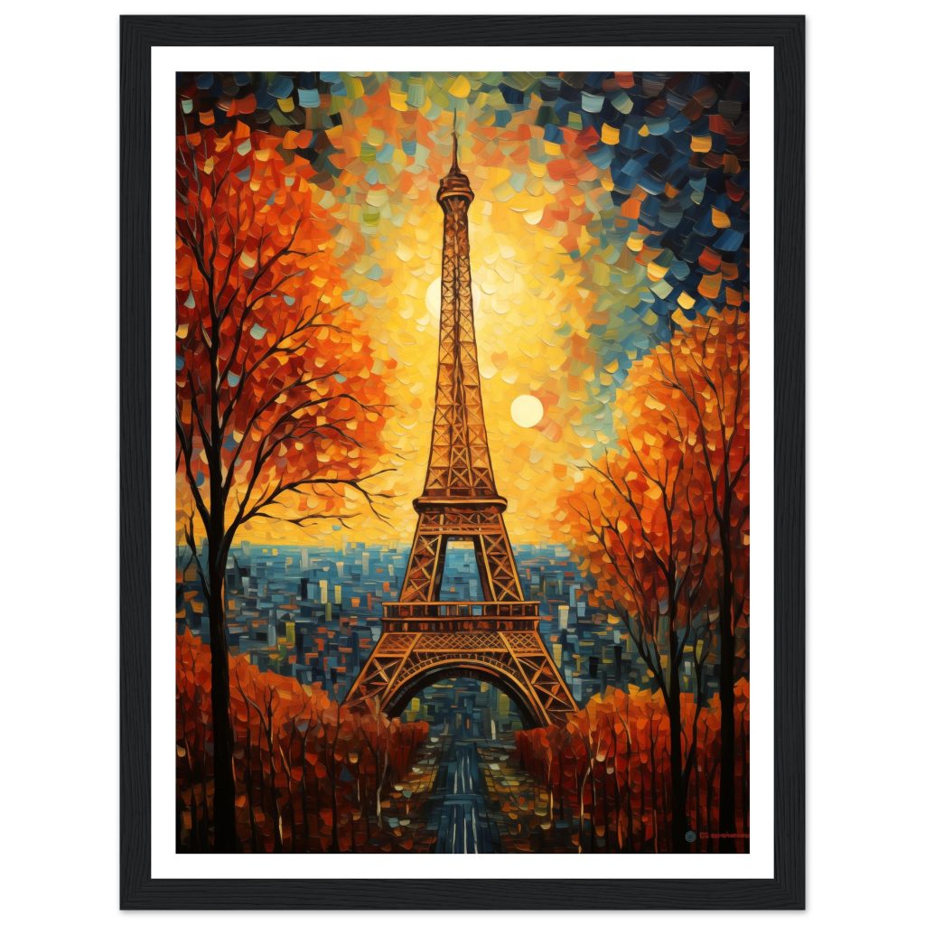 Framed AI Poster Art of The Eiffel Tower - Vincent van Gogh