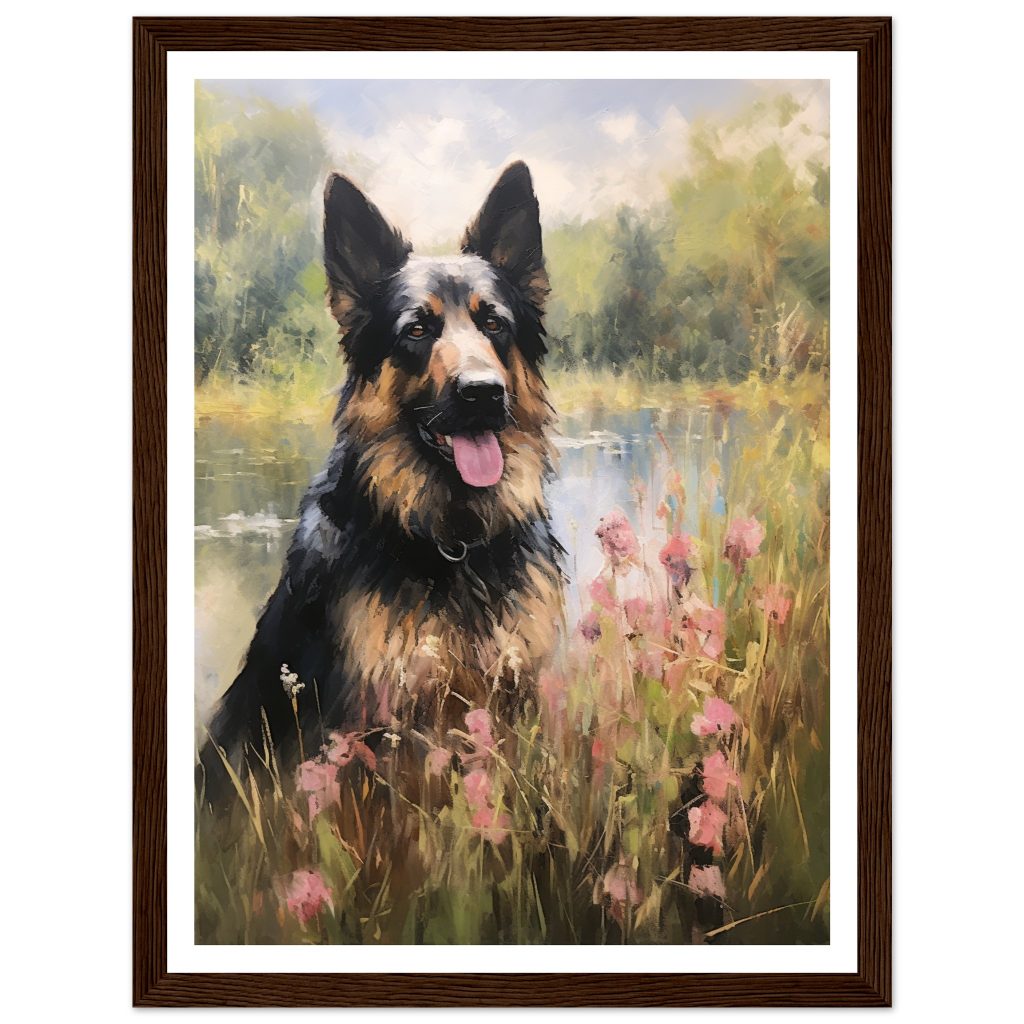 German Shepherd - Claude Monet - Poster