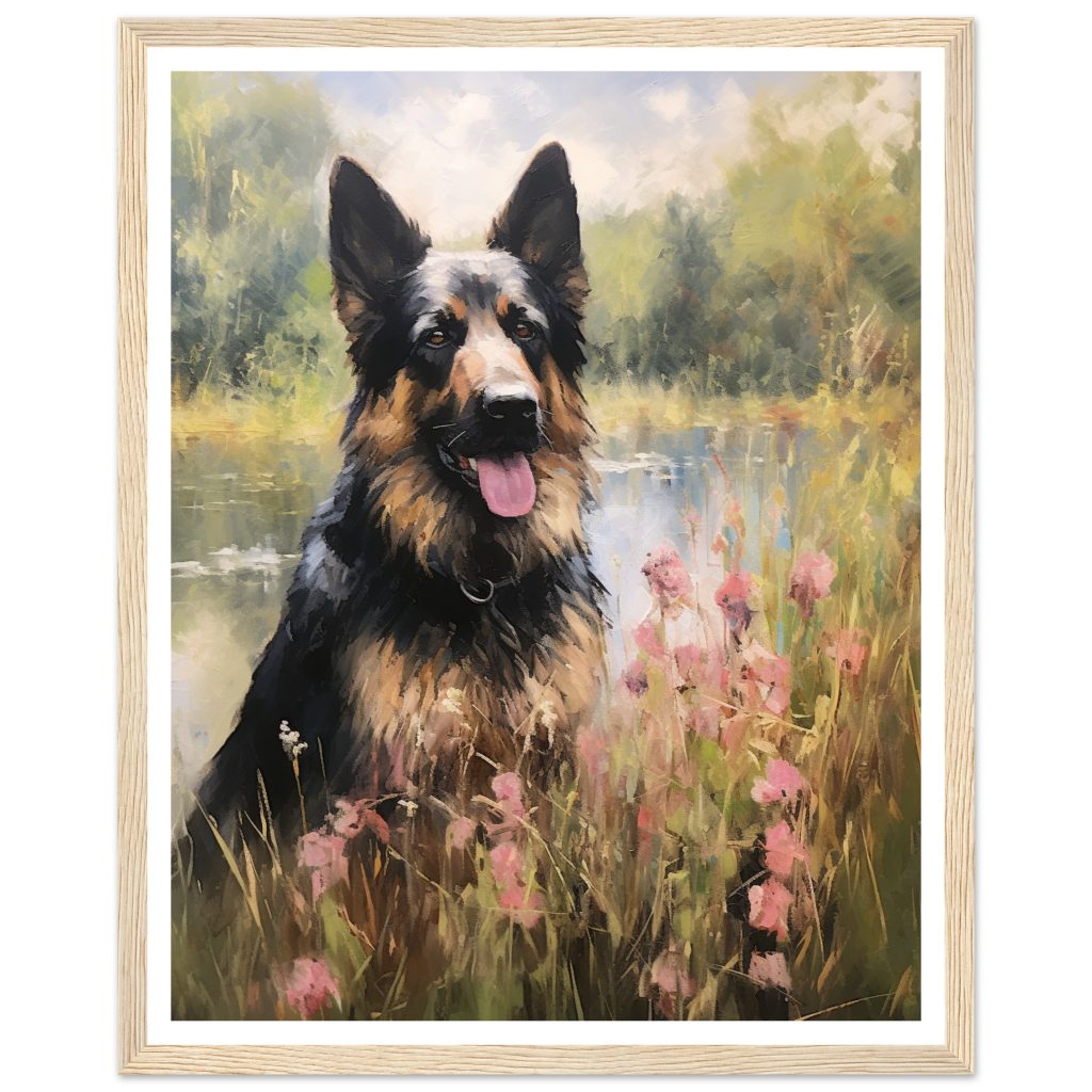 German Shepherd - Claude Monet - Poster