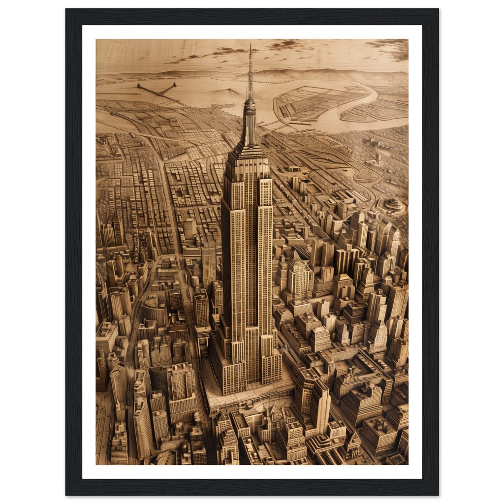 Framed AI Poster Art of The Empire State Building - Leonardo da Vinci