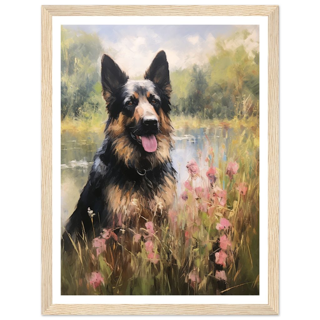 German Shepherd - Claude Monet - Poster