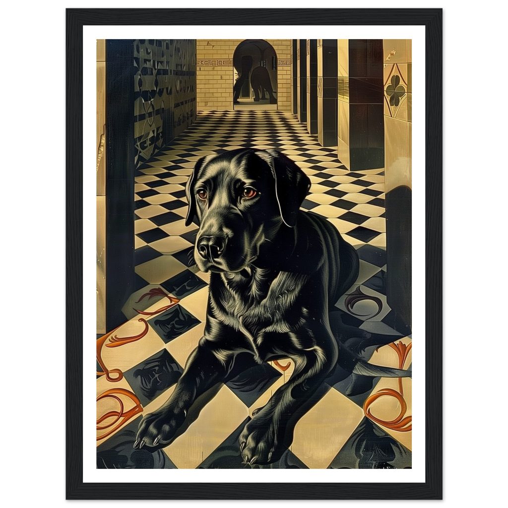 Framed AI Poster Art of Black Labrador - M. C. Escher