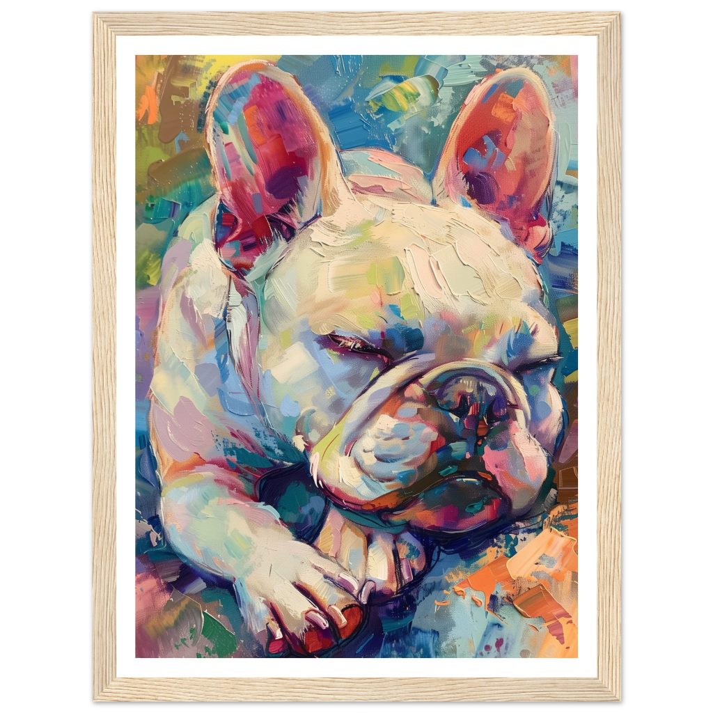 White French Bulldog - Claude Monet - Poster